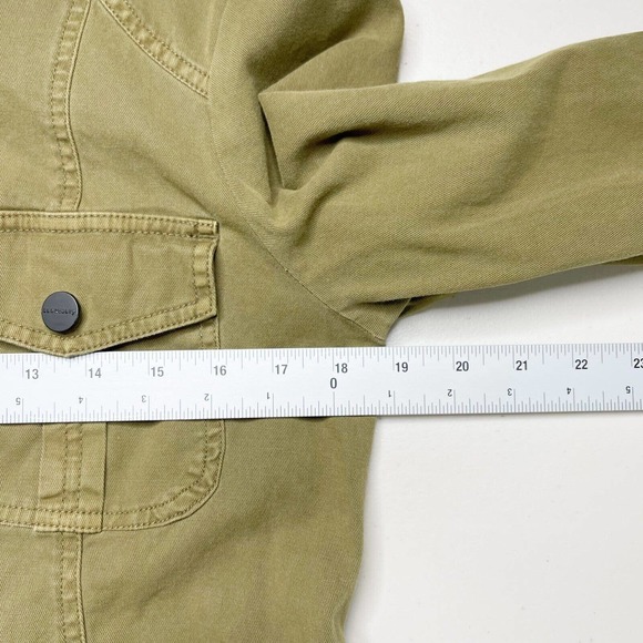 Sanctuary Street Smart Denim Utility Jacket Sz L Green Belted Collared Pockets - Picture 7 of 11